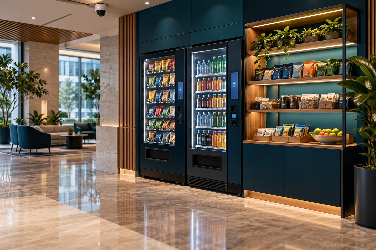 Concept illustration of vending machines and an office micro-market